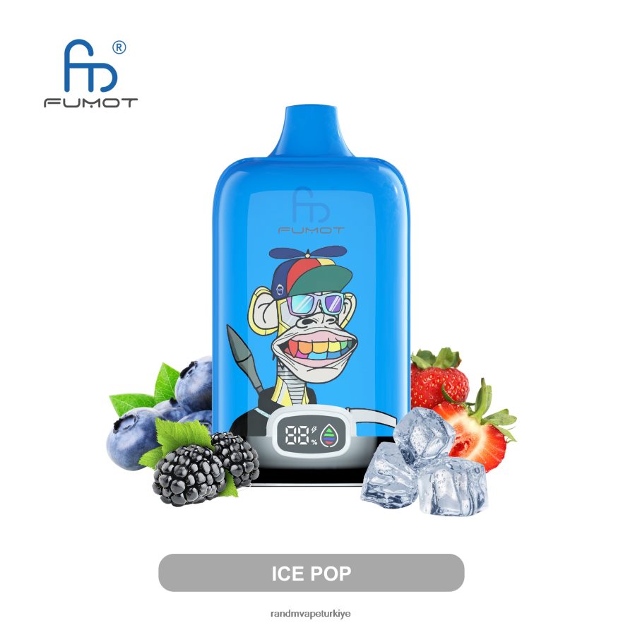 8VZRZR3 Fumot Original RandM Digital Box 12000 pil ve sıvı ekranlı vape cihazı üzüm buzu - RandM Vape İstanbul