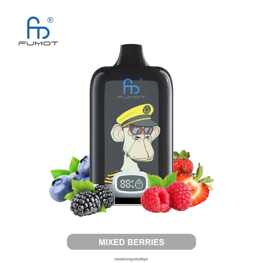 8VZRZR6 Fumot Original RandM Digital Box 12000 pil ve sıvı ekranlı vape cihazı çilek Muz - RandM Vape Review