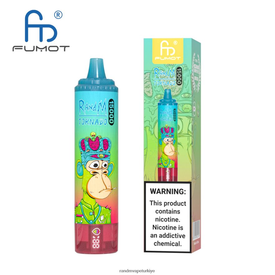 8VZRZR19 Fumot RandM Tornado Pil ve ejuice ekranlı 15000 vape cihazı sürüm 1 ekşi elma - RandM Tornado Türkiye