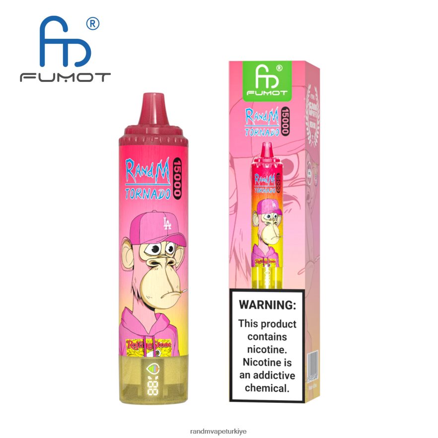8VZRZR30 Fumot RandM Tornado Pil ve ejuice ekranlı 15000 vape cihazı sürüm 1 pembe limonata - RandM Vape İstanbul