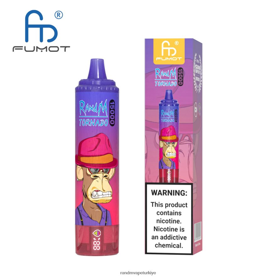 8VZRZR30 Fumot RandM Tornado Pil ve ejuice ekranlı 15000 vape cihazı sürüm 1 pembe limonata - RandM Vape İstanbul