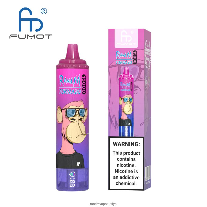 8VZRZR30 Fumot RandM Tornado Pil ve ejuice ekranlı 15000 vape cihazı sürüm 1 pembe limonata - RandM Vape İstanbul