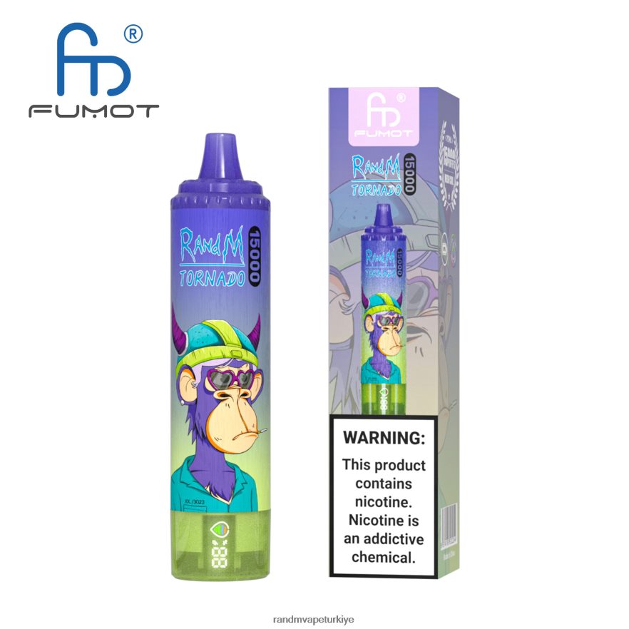 8VZRZR30 Fumot RandM Tornado Pil ve ejuice ekranlı 15000 vape cihazı sürüm 1 pembe limonata - RandM Vape İstanbul