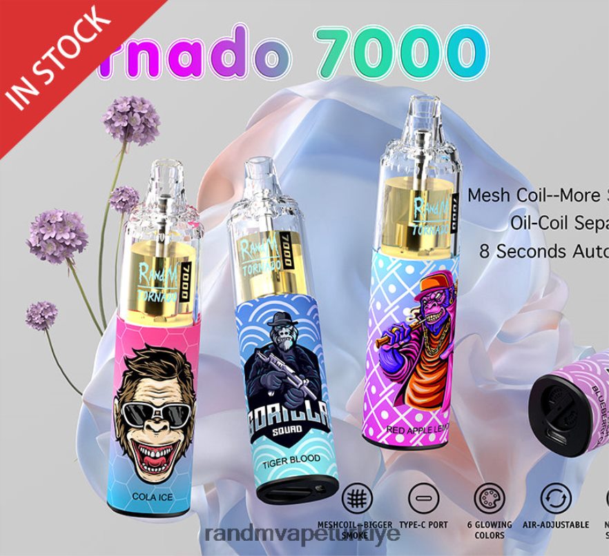 8VZRZR175 RandM Tornado 7000 hava akımı kontrolü vape cihazı 1 adet pina colada rom - RandM Tornado Ankara
