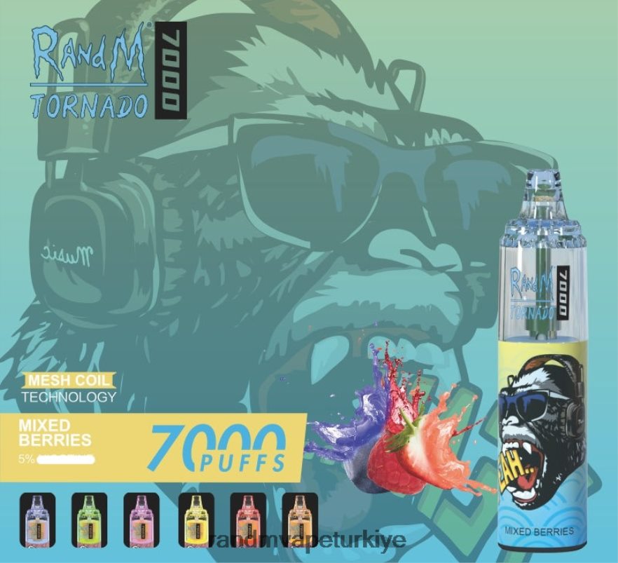 8VZRZR179 RandM Tornado 7000 hava akımı kontrolü vape cihazı 1 adet kırmızı elma limon - RandM Vape Store