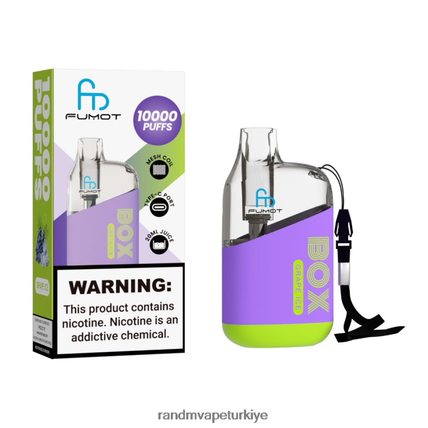 8VZRZR89 Fumot Original RandM Tornado Box 10000 hava akımı kontrolü vape cihazı 1 adet üzüm buzu - RandM Vape Store