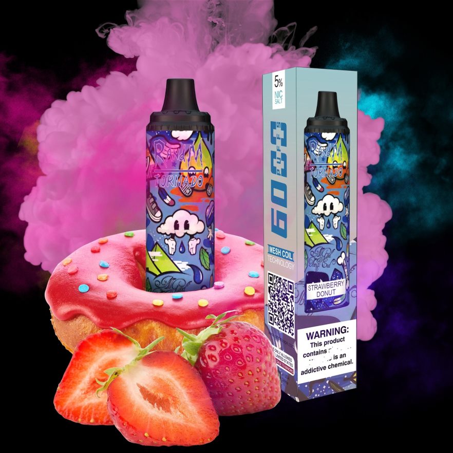 8VZRZR285 RandM Tornado 6000 hava akımı kontrolü vape pod cihazı 1 adet çilekli çörek - RandM Vape Review