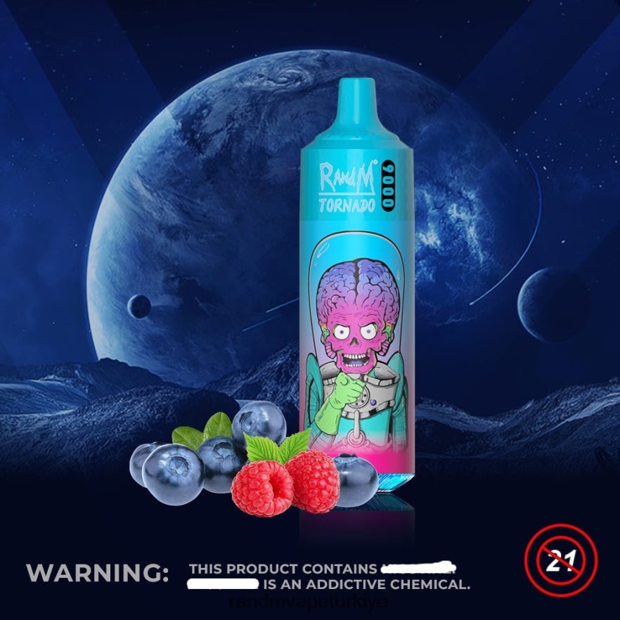 8VZRZR126 RandM Tornado 9000 vape pod cihazı 1 adet versiyon 1 yaban mersini ahududu - RandM Disposable Vape