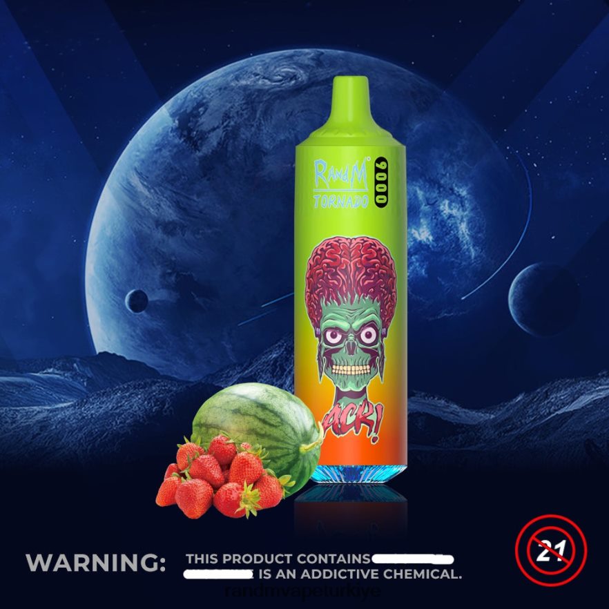 8VZRZR128 RandM Tornado 9000 vape pod cihazı 1 adet versiyon 1 çilek karpuz - RandM Vape Türkiye