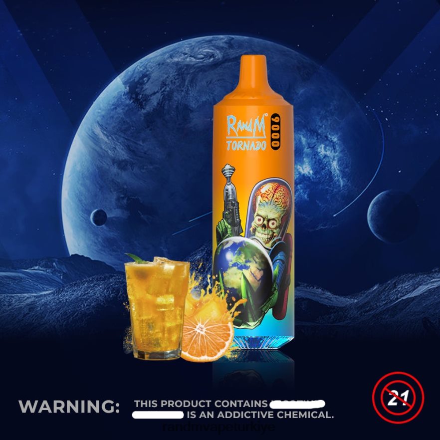 8VZRZR129 RandM Tornado 9000 vape pod cihazı 1 adet versiyon 1 Portakallı soda - RandM Vape İstanbul