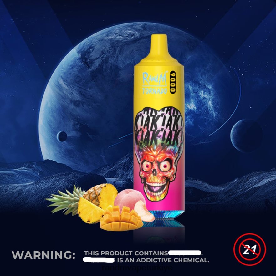 8VZRZR133 RandM Tornado 9000 vape pod cihazı 1 adet versiyon 1 şeftali mango ananas - RandM Shop Vape