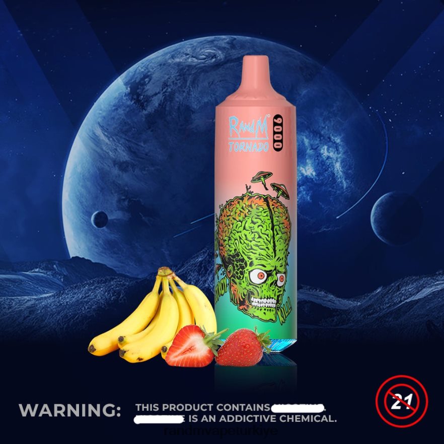 8VZRZR134 RandM Tornado 9000 vape pod cihazı 1 adet versiyon 1 çilek Muz - RandM Vape Store